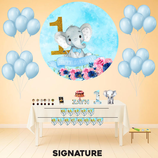 Elephant First Birthday Signature